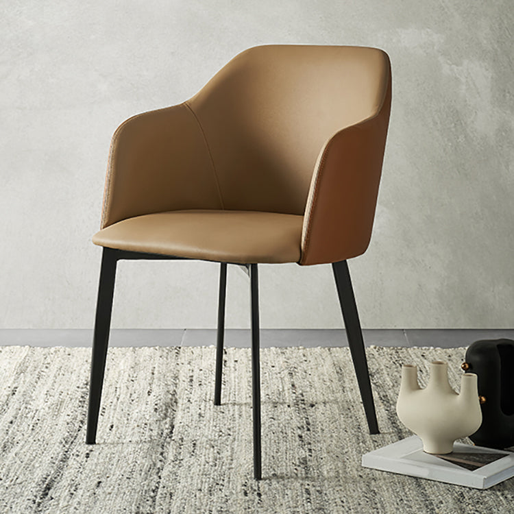 Contemporary Style Leather Dining Arm Chairs Solid Back Upholstered Chairs Clearhalo ' kitchen&dining_furn' 'Dining Chairs' 'Dining Tables & Seating' 'dining_chair' 'furn' 'furn_dining_chair' 'Furniture' 'furniture_dining_chair' 'Kitchen & Dining Furniture' 'kitchen' 4098187