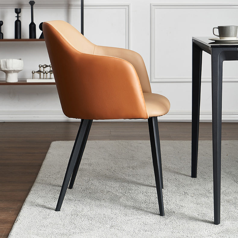 Contemporary Style Leather Dining Arm Chairs Solid Back Upholstered Chairs Clearhalo ' kitchen&dining_furn' 'Dining Chairs' 'Dining Tables & Seating' 'dining_chair' 'furn' 'furn_dining_chair' 'Furniture' 'furniture_dining_chair' 'Kitchen & Dining Furniture' 'kitchen' 4098191