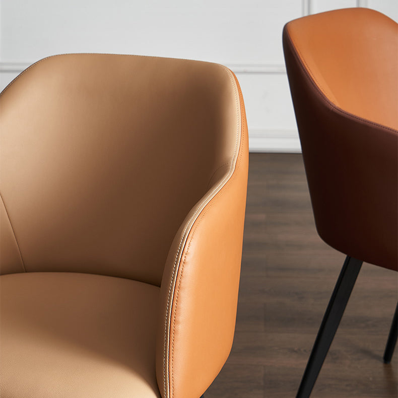 Contemporary Style Leather Dining Arm Chairs Solid Back Upholstered Chairs Clearhalo ' kitchen&dining_furn' 'Dining Chairs' 'Dining Tables & Seating' 'dining_chair' 'furn' 'furn_dining_chair' 'Furniture' 'furniture_dining_chair' 'Kitchen & Dining Furniture' 'kitchen' 4098196