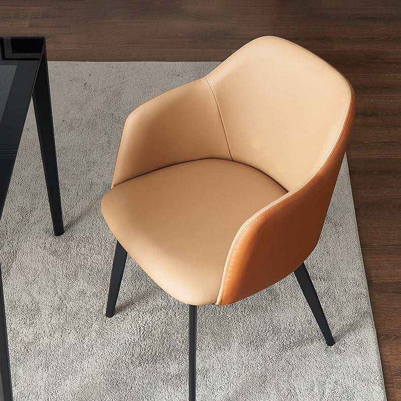 Contemporary Style Leather Dining Arm Chairs Solid Back Upholstered Chairs Clearhalo ' kitchen&dining_furn' 'Dining Chairs' 'Dining Tables & Seating' 'dining_chair' 'furn' 'furn_dining_chair' 'Furniture' 'furniture_dining_chair' 'Kitchen & Dining Furniture' 'kitchen' 4098205