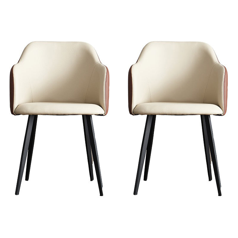 Contemporary Style Leather Dining Arm Chairs Solid Back Upholstered Chairs Gloss White 2 Piece Set Clearhalo ' kitchen&dining_furn' 'Dining Chairs' 'Dining Tables & Seating' 'dining_chair' 'furn' 'furn_dining_chair' 'Furniture' 'furniture_dining_chair' 'Kitchen & Dining Furniture' 'kitchen' 4098206