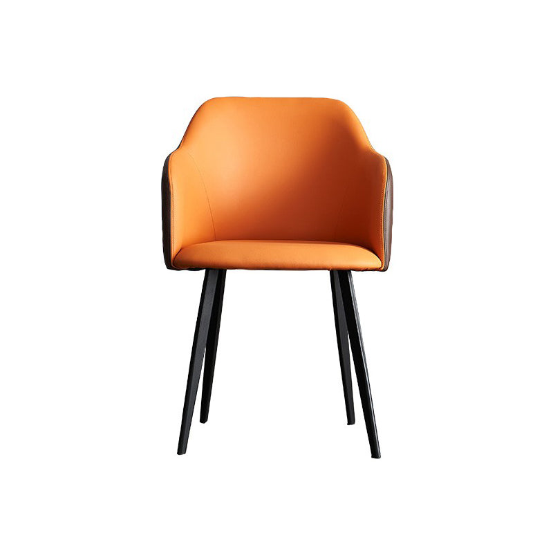 Contemporary Style Leather Dining Arm Chairs Solid Back Upholstered Chairs Orange 1 Piece Clearhalo ' kitchen&dining_furn' 'Dining Chairs' 'Dining Tables & Seating' 'dining_chair' 'furn' 'furn_dining_chair' 'Furniture' 'furniture_dining_chair' 'Kitchen & Dining Furniture' 'kitchen' 4098208