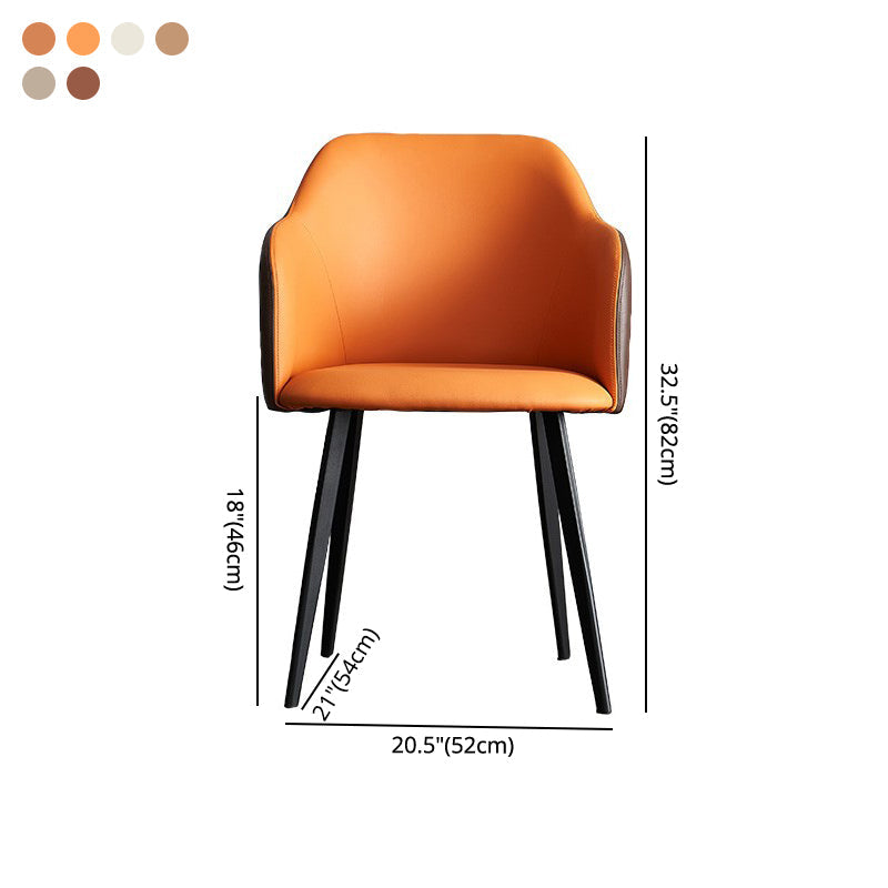 Contemporary Style Leather Dining Arm Chairs Solid Back Upholstered Chairs Clearhalo ' kitchen&dining_furn' 'Dining Chairs' 'Dining Tables & Seating' 'dining_chair' 'furn' 'furn_dining_chair' 'Furniture' 'furniture_dining_chair' 'Kitchen & Dining Furniture' 'kitchen' 4098214