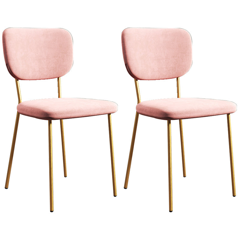 Scandinavian Style Upholstered Armless Dining Chairs Open Back Dining Side Chair Pink 2 Piece Set Brass Gold Clearhalo ' kitchen&dining_furn' 'Dining Chairs' 'Dining Tables & Seating' 'dining_chair' 'furn' 'furn_dining_chair' 'Furniture' 'furniture_dining_chair' 'Kitchen & Dining Furniture' 'kitchen' 4098237