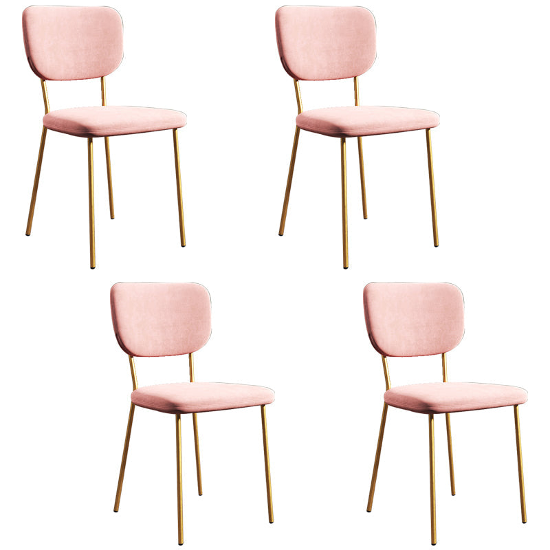 Scandinavian Style Upholstered Armless Dining Chairs Open Back Dining Side Chair Pink 4 Piece Set Brass Gold Clearhalo ' kitchen&dining_furn' 'Dining Chairs' 'Dining Tables & Seating' 'dining_chair' 'furn' 'furn_dining_chair' 'Furniture' 'furniture_dining_chair' 'Kitchen & Dining Furniture' 'kitchen' 4098239