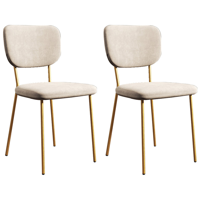 Scandinavian Style Upholstered Armless Dining Chairs Open Back Dining Side Chair White 2 Piece Set Brass Gold Clearhalo ' kitchen&dining_furn' 'Dining Chairs' 'Dining Tables & Seating' 'dining_chair' 'furn' 'furn_dining_chair' 'Furniture' 'furniture_dining_chair' 'Kitchen & Dining Furniture' 'kitchen' 4098244