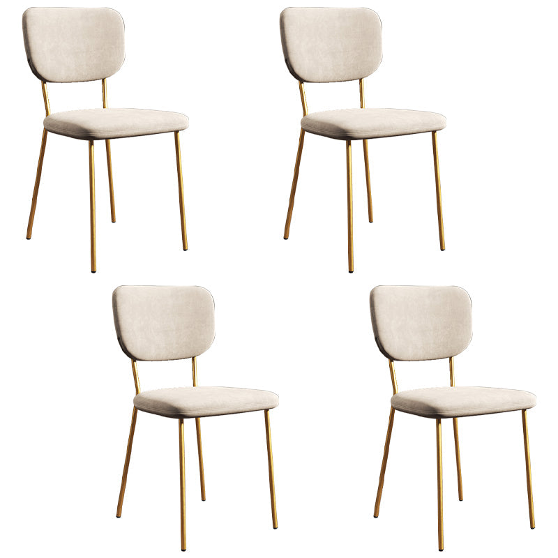 Scandinavian Style Upholstered Armless Dining Chairs Open Back Dining Side Chair White 4 Piece Set Brass Gold Clearhalo ' kitchen&dining_furn' 'Dining Chairs' 'Dining Tables & Seating' 'dining_chair' 'furn' 'furn_dining_chair' 'Furniture' 'furniture_dining_chair' 'Kitchen & Dining Furniture' 'kitchen' 4098246
