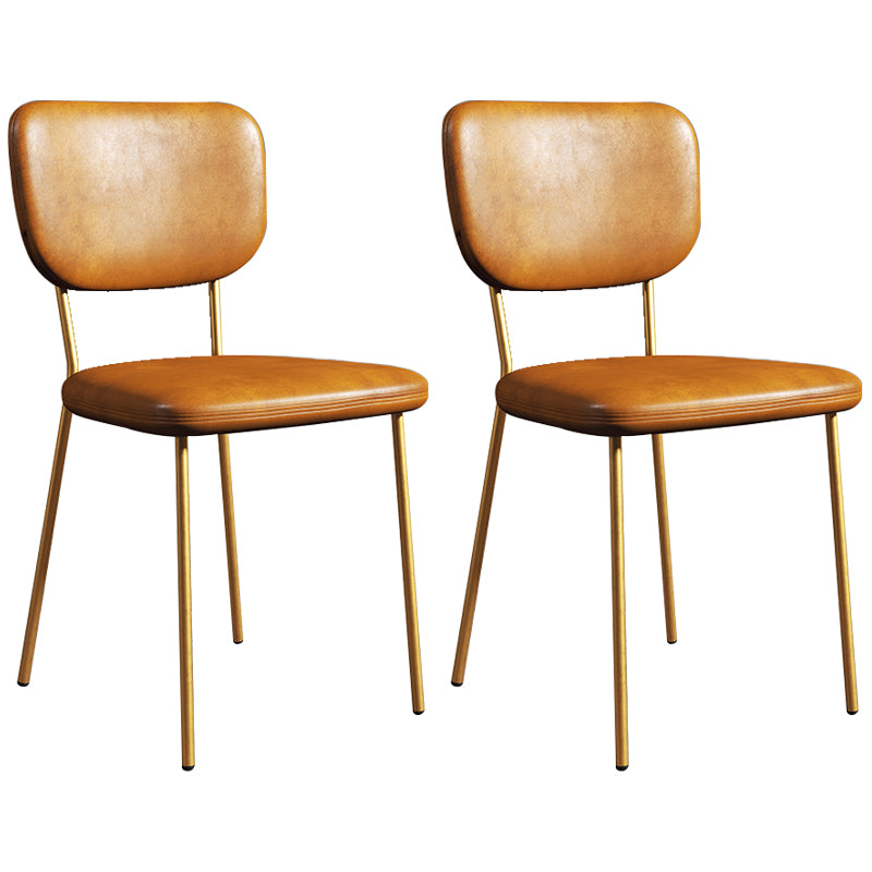 Scandinavian Style Upholstered Armless Dining Chairs Open Back Dining Side Chair Yellow 2 Piece Set Brass Gold Clearhalo ' kitchen&dining_furn' 'Dining Chairs' 'Dining Tables & Seating' 'dining_chair' 'furn' 'furn_dining_chair' 'Furniture' 'furniture_dining_chair' 'Kitchen & Dining Furniture' 'kitchen' 4098248