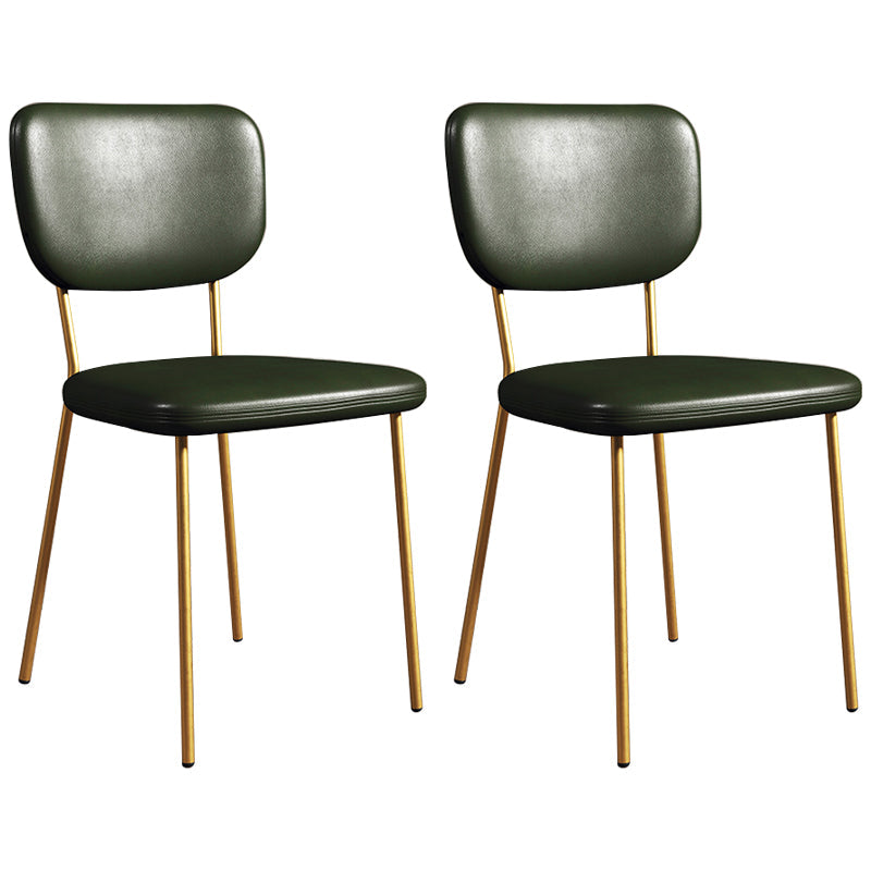 Scandinavian Style Upholstered Armless Dining Chairs Open Back Dining Side Chair Green 2 Piece Set Brass Gold Clearhalo ' kitchen&dining_furn' 'Dining Chairs' 'Dining Tables & Seating' 'dining_chair' 'furn' 'furn_dining_chair' 'Furniture' 'furniture_dining_chair' 'Kitchen & Dining Furniture' 'kitchen' 4098251