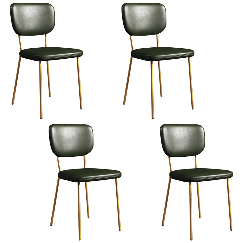 Scandinavian Style Upholstered Armless Dining Chairs Open Back Dining Side Chair Green 4 Piece Set Brass Gold Clearhalo ' kitchen&dining_furn' 'Dining Chairs' 'Dining Tables & Seating' 'dining_chair' 'furn' 'furn_dining_chair' 'Furniture' 'furniture_dining_chair' 'Kitchen & Dining Furniture' 'kitchen' 4098252