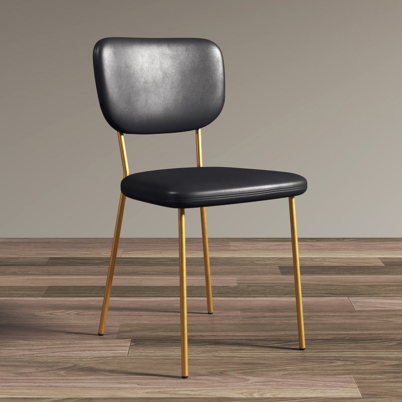 Scandinavian Style Upholstered Armless Dining Chairs Open Back Dining Side Chair Black 1 Piece Brass Gold Clearhalo ' kitchen&dining_furn' 'Dining Chairs' 'Dining Tables & Seating' 'dining_chair' 'furn' 'furn_dining_chair' 'Furniture' 'furniture_dining_chair' 'Kitchen & Dining Furniture' 'kitchen' 4098265