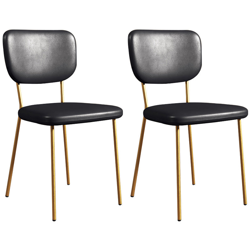 Scandinavian Style Upholstered Armless Dining Chairs Open Back Dining Side Chair Black 2 Piece Set Brass Gold Clearhalo ' kitchen&dining_furn' 'Dining Chairs' 'Dining Tables & Seating' 'dining_chair' 'furn' 'furn_dining_chair' 'Furniture' 'furniture_dining_chair' 'Kitchen & Dining Furniture' 'kitchen' 4098266