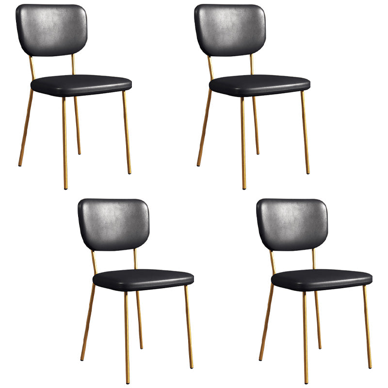 Scandinavian Style Upholstered Armless Dining Chairs Open Back Dining Side Chair Black 4 Piece Set Brass Gold Clearhalo ' kitchen&dining_furn' 'Dining Chairs' 'Dining Tables & Seating' 'dining_chair' 'furn' 'furn_dining_chair' 'Furniture' 'furniture_dining_chair' 'Kitchen & Dining Furniture' 'kitchen' 4098267