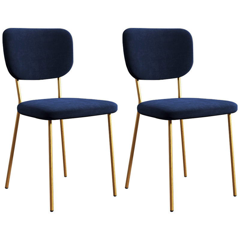 Scandinavian Style Upholstered Armless Dining Chairs Open Back Dining Side Chair Blue 2 Piece Set Brass Gold Clearhalo ' kitchen&dining_furn' 'Dining Chairs' 'Dining Tables & Seating' 'dining_chair' 'furn' 'furn_dining_chair' 'Furniture' 'furniture_dining_chair' 'Kitchen & Dining Furniture' 'kitchen' 4098269
