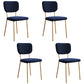 Scandinavian Style Upholstered Armless Dining Chairs Open Back Dining Side Chair Blue 4 Piece Set Brass Gold Clearhalo ' kitchen&dining_furn' 'Dining Chairs' 'Dining Tables & Seating' 'dining_chair' 'furn' 'furn_dining_chair' 'Furniture' 'furniture_dining_chair' 'Kitchen & Dining Furniture' 'kitchen' 4098270