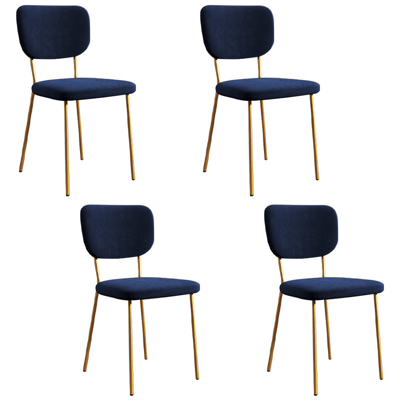 Scandinavian Style Upholstered Armless Dining Chairs Open Back Dining Side Chair Blue 4 Piece Set Brass Gold Clearhalo ' kitchen&dining_furn' 'Dining Chairs' 'Dining Tables & Seating' 'dining_chair' 'furn' 'furn_dining_chair' 'Furniture' 'furniture_dining_chair' 'Kitchen & Dining Furniture' 'kitchen' 4098270