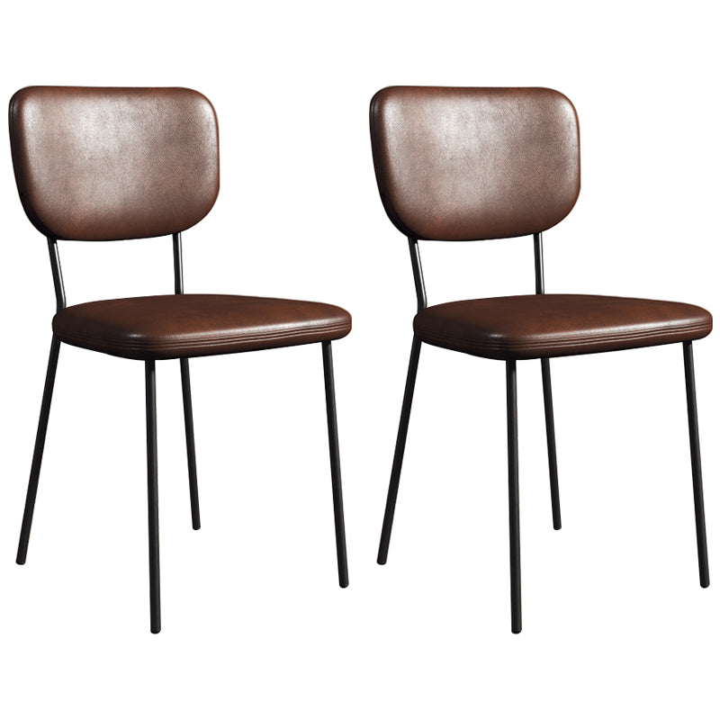 Scandinavian Style Upholstered Armless Dining Chairs Open Back Dining Side Chair Brown 2 Piece Set Black Clearhalo ' kitchen&dining_furn' 'Dining Chairs' 'Dining Tables & Seating' 'dining_chair' 'furn' 'furn_dining_chair' 'Furniture' 'furniture_dining_chair' 'Kitchen & Dining Furniture' 'kitchen' 4098281