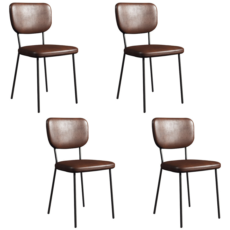 Scandinavian Style Upholstered Armless Dining Chairs Open Back Dining Side Chair Brown 4 Piece Set Black Clearhalo ' kitchen&dining_furn' 'Dining Chairs' 'Dining Tables & Seating' 'dining_chair' 'furn' 'furn_dining_chair' 'Furniture' 'furniture_dining_chair' 'Kitchen & Dining Furniture' 'kitchen' 4098282