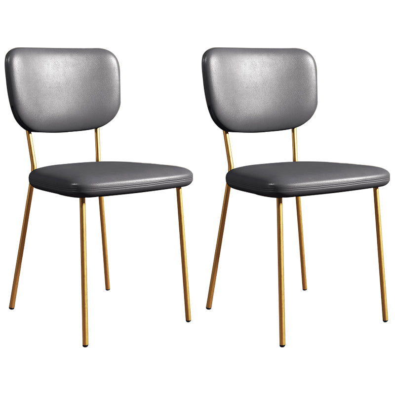 Scandinavian Style Upholstered Armless Dining Chairs Open Back Dining Side Chair Grey 2 Piece Set Brass Gold Clearhalo ' kitchen&dining_furn' 'Dining Chairs' 'Dining Tables & Seating' 'dining_chair' 'furn' 'furn_dining_chair' 'Furniture' 'furniture_dining_chair' 'Kitchen & Dining Furniture' 'kitchen' 4098284