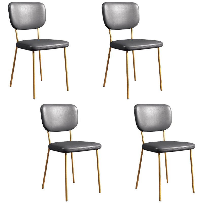 Scandinavian Style Upholstered Armless Dining Chairs Open Back Dining Side Chair Grey 4 Piece Set Brass Gold Clearhalo ' kitchen&dining_furn' 'Dining Chairs' 'Dining Tables & Seating' 'dining_chair' 'furn' 'furn_dining_chair' 'Furniture' 'furniture_dining_chair' 'Kitchen & Dining Furniture' 'kitchen' 4098285