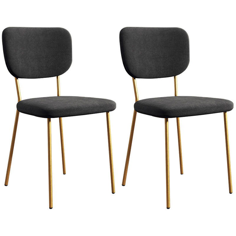 Scandinavian Style Upholstered Armless Dining Chairs Open Back Dining Side Chair Gloss Black 2 Piece Set Brass Gold Clearhalo ' kitchen&dining_furn' 'Dining Chairs' 'Dining Tables & Seating' 'dining_chair' 'furn' 'furn_dining_chair' 'Furniture' 'furniture_dining_chair' 'Kitchen & Dining Furniture' 'kitchen' 4098290