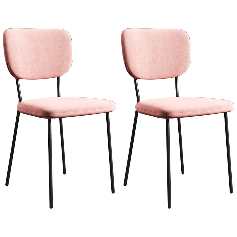 Scandinavian Style Upholstered Armless Dining Chairs Open Back Dining Side Chair Pink 2 Piece Set Black Clearhalo ' kitchen&dining_furn' 'Dining Chairs' 'Dining Tables & Seating' 'dining_chair' 'furn' 'furn_dining_chair' 'Furniture' 'furniture_dining_chair' 'Kitchen & Dining Furniture' 'kitchen' 4098293