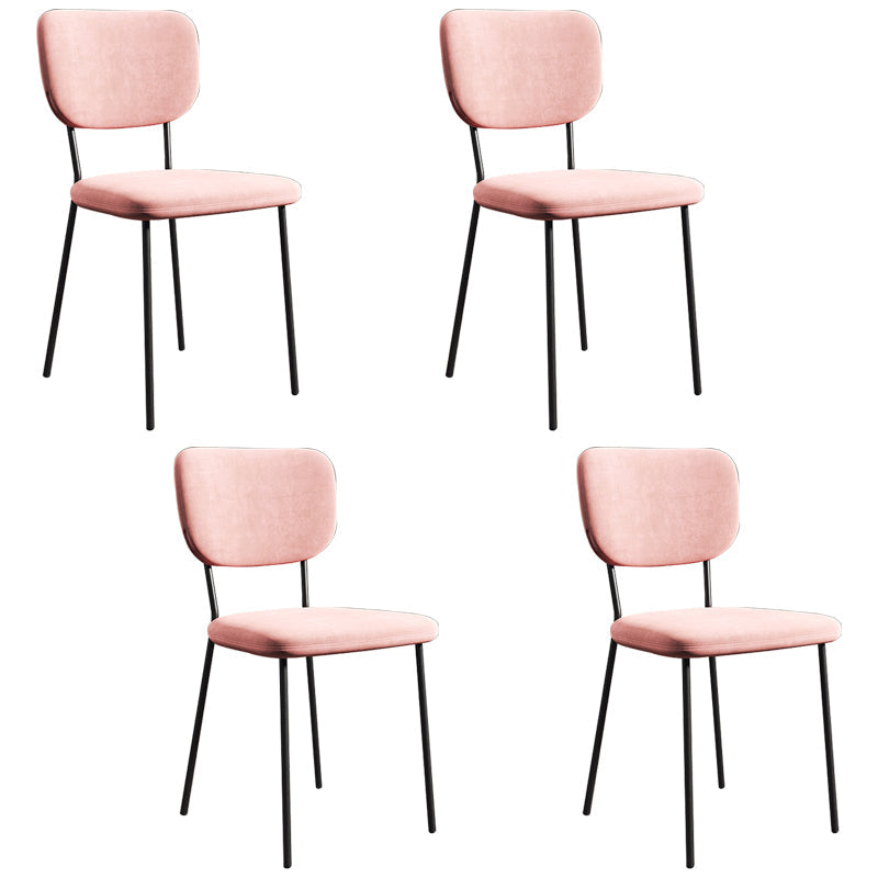Scandinavian Style Upholstered Armless Dining Chairs Open Back Dining Side Chair Pink 4 Piece Set Black Clearhalo ' kitchen&dining_furn' 'Dining Chairs' 'Dining Tables & Seating' 'dining_chair' 'furn' 'furn_dining_chair' 'Furniture' 'furniture_dining_chair' 'Kitchen & Dining Furniture' 'kitchen' 4098294
