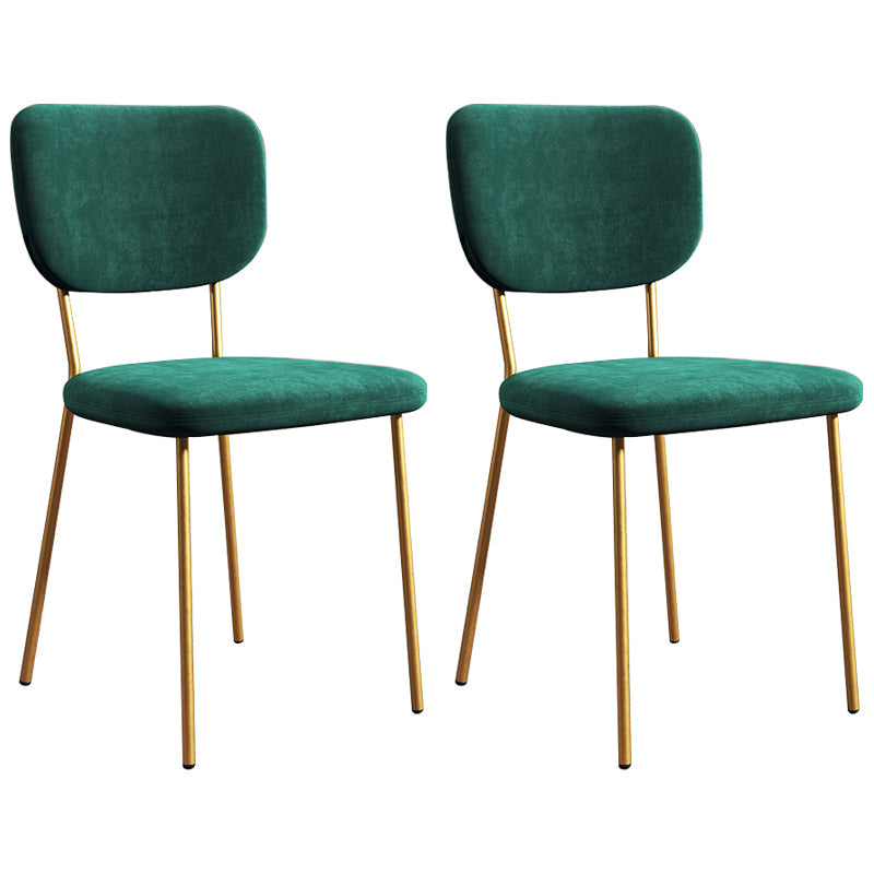 Scandinavian Style Upholstered Armless Dining Chairs Open Back Dining Side Chair Dark Army Green 2 Piece Set Brass Gold Clearhalo ' kitchen&dining_furn' 'Dining Chairs' 'Dining Tables & Seating' 'dining_chair' 'furn' 'furn_dining_chair' 'Furniture' 'furniture_dining_chair' 'Kitchen & Dining Furniture' 'kitchen' 4098296