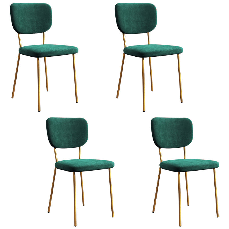 Scandinavian Style Upholstered Armless Dining Chairs Open Back Dining Side Chair Dark Army Green 4 Piece Set Brass Gold Clearhalo ' kitchen&dining_furn' 'Dining Chairs' 'Dining Tables & Seating' 'dining_chair' 'furn' 'furn_dining_chair' 'Furniture' 'furniture_dining_chair' 'Kitchen & Dining Furniture' 'kitchen' 4098297