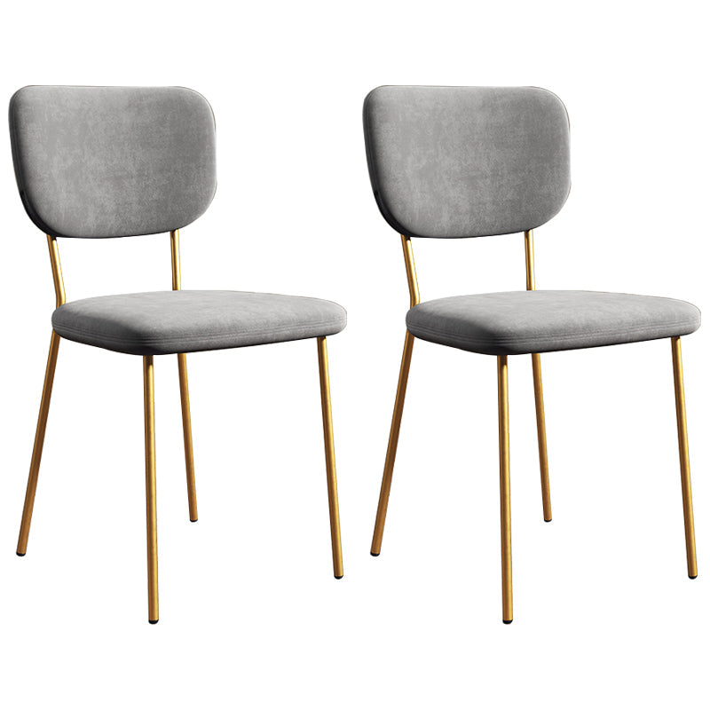 Scandinavian Style Upholstered Armless Dining Chairs Open Back Dining Side Chair Silver Gray 2 Piece Set Brass Gold Clearhalo ' kitchen&dining_furn' 'Dining Chairs' 'Dining Tables & Seating' 'dining_chair' 'furn' 'furn_dining_chair' 'Furniture' 'furniture_dining_chair' 'Kitchen & Dining Furniture' 'kitchen' 4098299