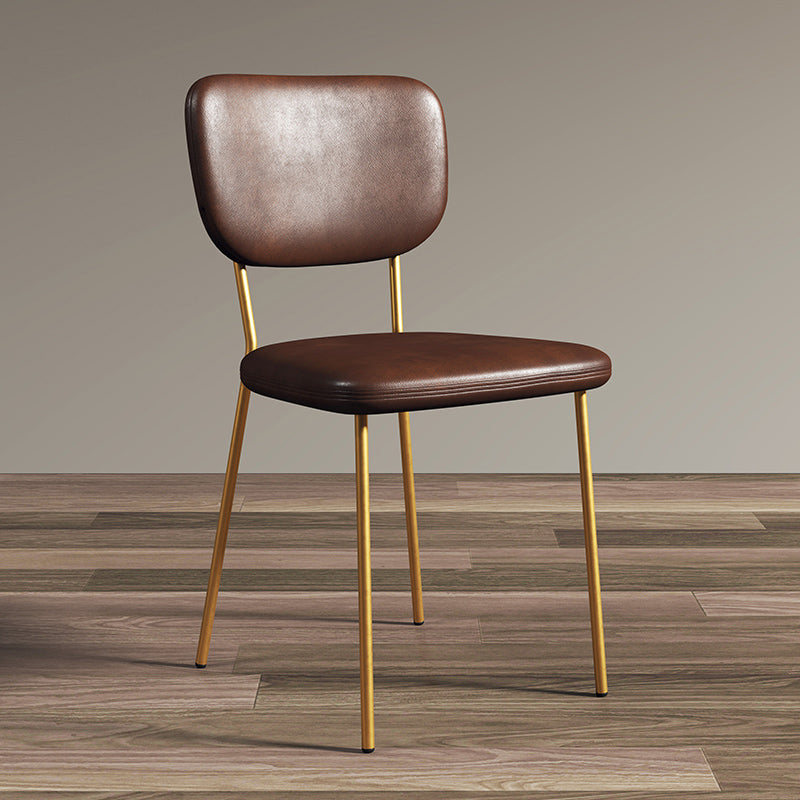 Scandinavian Style Upholstered Armless Dining Chairs Open Back Dining Side Chair Brown 1 Piece Brass Gold Clearhalo ' kitchen&dining_furn' 'Dining Chairs' 'Dining Tables & Seating' 'dining_chair' 'furn' 'furn_dining_chair' 'Furniture' 'furniture_dining_chair' 'Kitchen & Dining Furniture' 'kitchen' 4098301