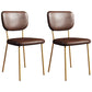 Scandinavian Style Upholstered Armless Dining Chairs Open Back Dining Side Chair Brown 2 Piece Set Brass Gold Clearhalo ' kitchen&dining_furn' 'Dining Chairs' 'Dining Tables & Seating' 'dining_chair' 'furn' 'furn_dining_chair' 'Furniture' 'furniture_dining_chair' 'Kitchen & Dining Furniture' 'kitchen' 4098302
