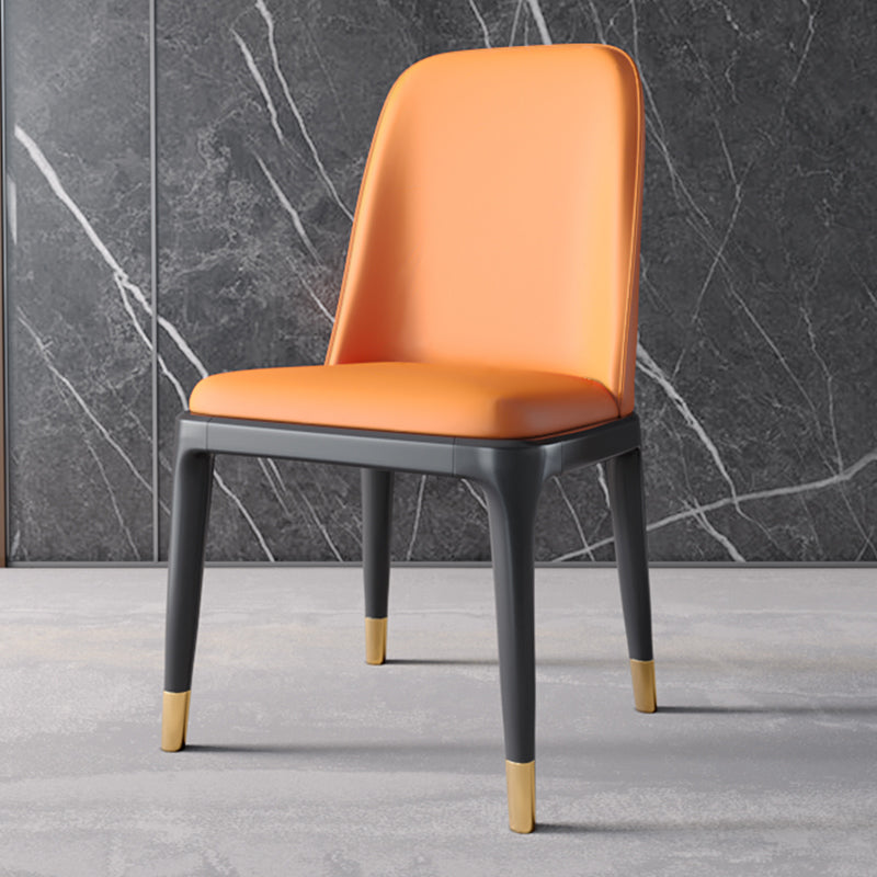 Scandinavian Style Dining Chair Dining Room Metal Parsons Armless Chair Orange 1 Piece Black Gold Clearhalo ' kitchen&dining_furn' 'Dining Chairs' 'Dining Tables & Seating' 'dining_chair' 'furn' 'furn_dining_chair' 'Furniture' 'furniture_dining_chair' 'Kitchen & Dining Furniture' 'kitchen' 4098312