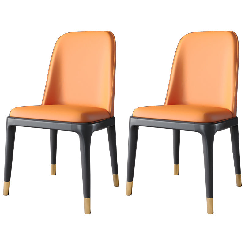 Scandinavian Style Dining Chair Dining Room Metal Parsons Armless Chair Orange 2 Piece Set Black Gold Clearhalo ' kitchen&dining_furn' 'Dining Chairs' 'Dining Tables & Seating' 'dining_chair' 'furn' 'furn_dining_chair' 'Furniture' 'furniture_dining_chair' 'Kitchen & Dining Furniture' 'kitchen' 4098314