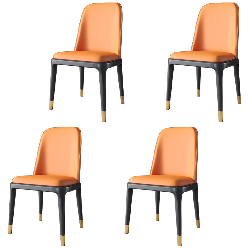 Scandinavian Style Dining Chair Dining Room Metal Parsons Armless Chair Orange 4 Piece Set Black Gold Clearhalo ' kitchen&dining_furn' 'Dining Chairs' 'Dining Tables & Seating' 'dining_chair' 'furn' 'furn_dining_chair' 'Furniture' 'furniture_dining_chair' 'Kitchen & Dining Furniture' 'kitchen' 4098316