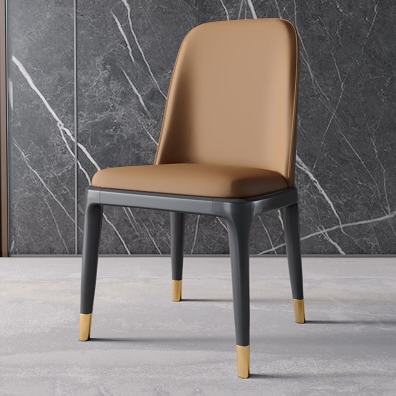 Scandinavian Style Dining Chair Dining Room Metal Parsons Armless Chair Brown 1 Piece Black Gold Clearhalo ' kitchen&dining_furn' 'Dining Chairs' 'Dining Tables & Seating' 'dining_chair' 'furn' 'furn_dining_chair' 'Furniture' 'furniture_dining_chair' 'Kitchen & Dining Furniture' 'kitchen' 4098318