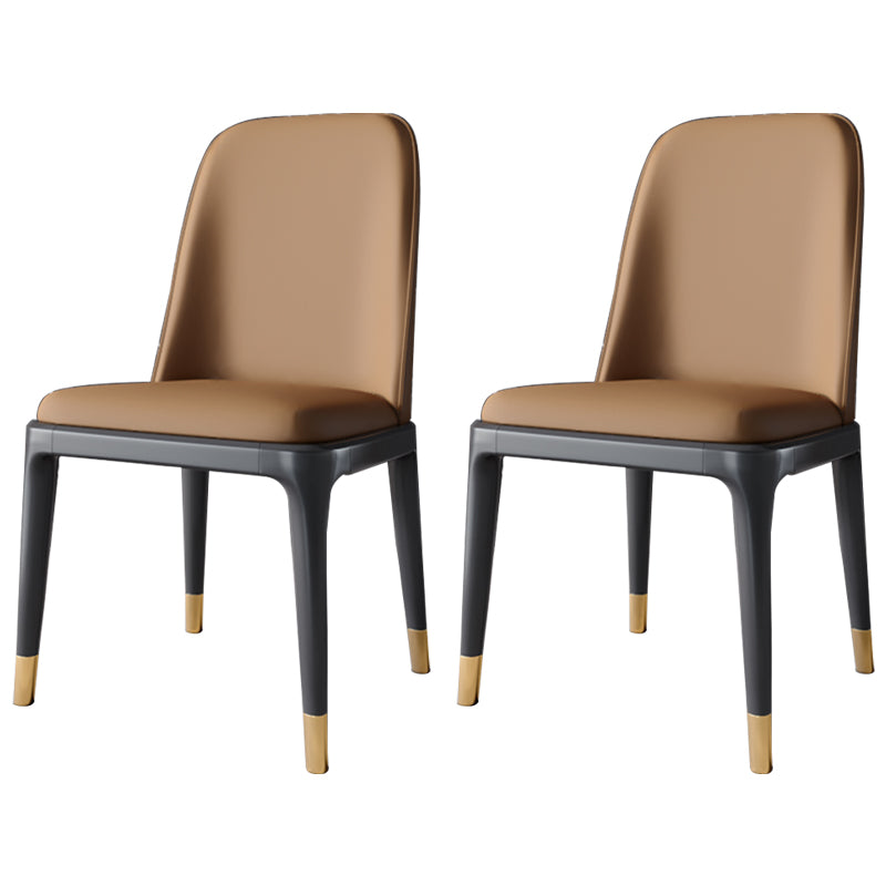Scandinavian Style Dining Chair Dining Room Metal Parsons Armless Chair Brown 2 Piece Set Black Gold Clearhalo ' kitchen&dining_furn' 'Dining Chairs' 'Dining Tables & Seating' 'dining_chair' 'furn' 'furn_dining_chair' 'Furniture' 'furniture_dining_chair' 'Kitchen & Dining Furniture' 'kitchen' 4098320