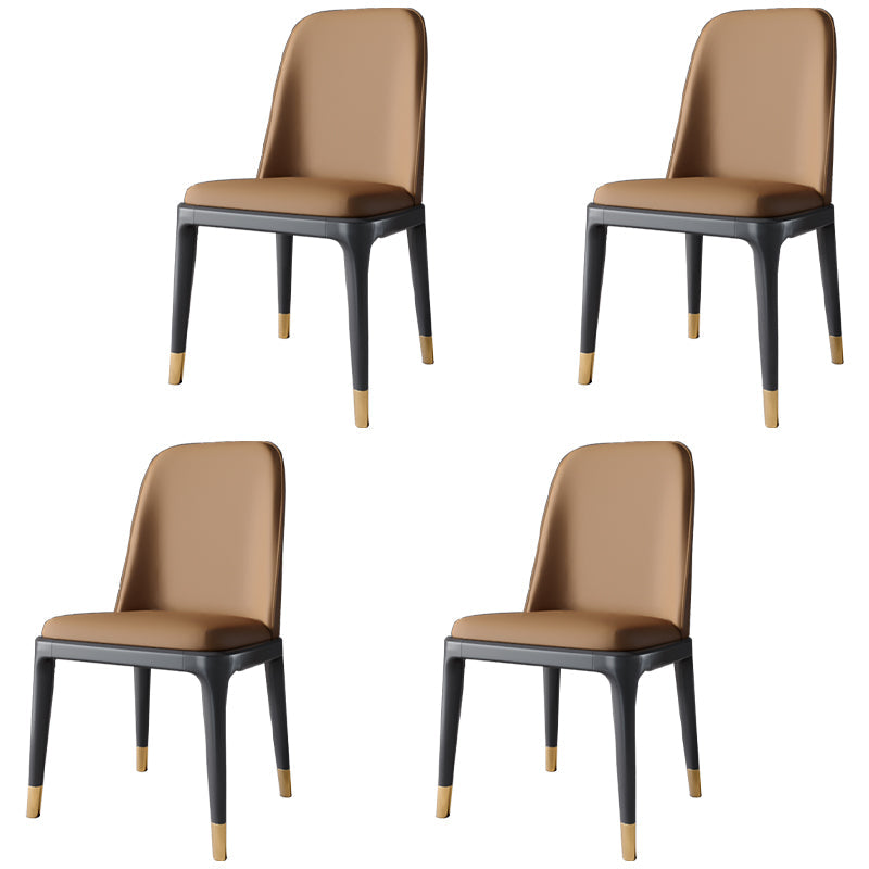 Scandinavian Style Dining Chair Dining Room Metal Parsons Armless Chair Brown 4 Piece Set Black Gold Clearhalo ' kitchen&dining_furn' 'Dining Chairs' 'Dining Tables & Seating' 'dining_chair' 'furn' 'furn_dining_chair' 'Furniture' 'furniture_dining_chair' 'Kitchen & Dining Furniture' 'kitchen' 4098322