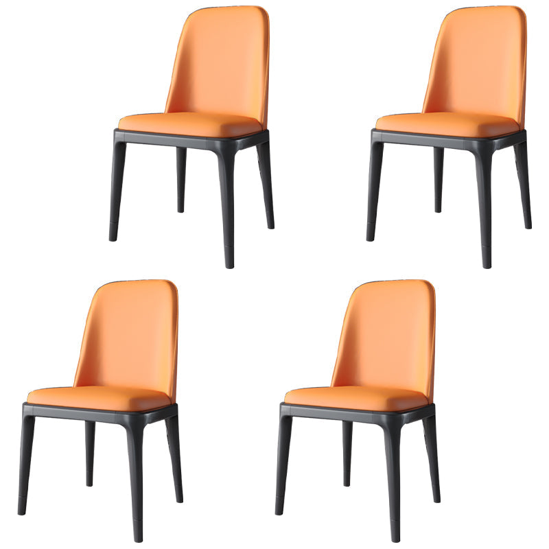 Scandinavian Style Dining Chair Dining Room Metal Parsons Armless Chair Orange 4 Piece Set Black Clearhalo ' kitchen&dining_furn' 'Dining Chairs' 'Dining Tables & Seating' 'dining_chair' 'furn' 'furn_dining_chair' 'Furniture' 'furniture_dining_chair' 'Kitchen & Dining Furniture' 'kitchen' 4098332