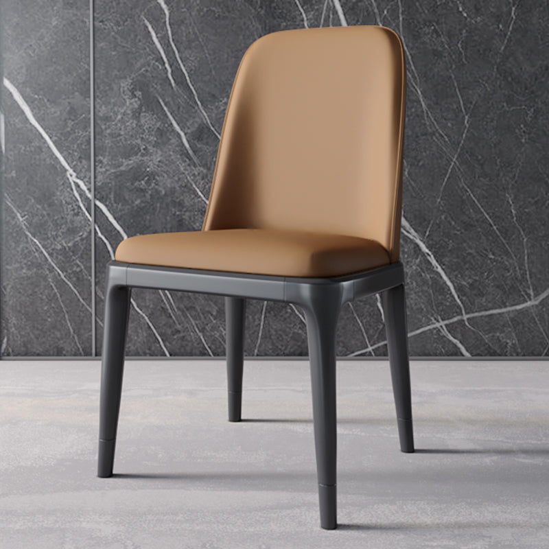 Scandinavian Style Dining Chair Dining Room Metal Parsons Armless Chair Brown 1 Piece Black Clearhalo ' kitchen&dining_furn' 'Dining Chairs' 'Dining Tables & Seating' 'dining_chair' 'furn' 'furn_dining_chair' 'Furniture' 'furniture_dining_chair' 'Kitchen & Dining Furniture' 'kitchen' 4098333