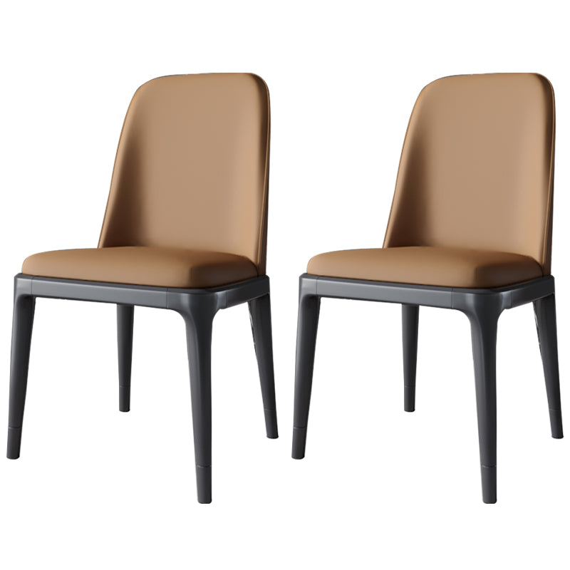 Scandinavian Style Dining Chair Dining Room Metal Parsons Armless Chair Brown 2 Piece Set Black Clearhalo ' kitchen&dining_furn' 'Dining Chairs' 'Dining Tables & Seating' 'dining_chair' 'furn' 'furn_dining_chair' 'Furniture' 'furniture_dining_chair' 'Kitchen & Dining Furniture' 'kitchen' 4098334
