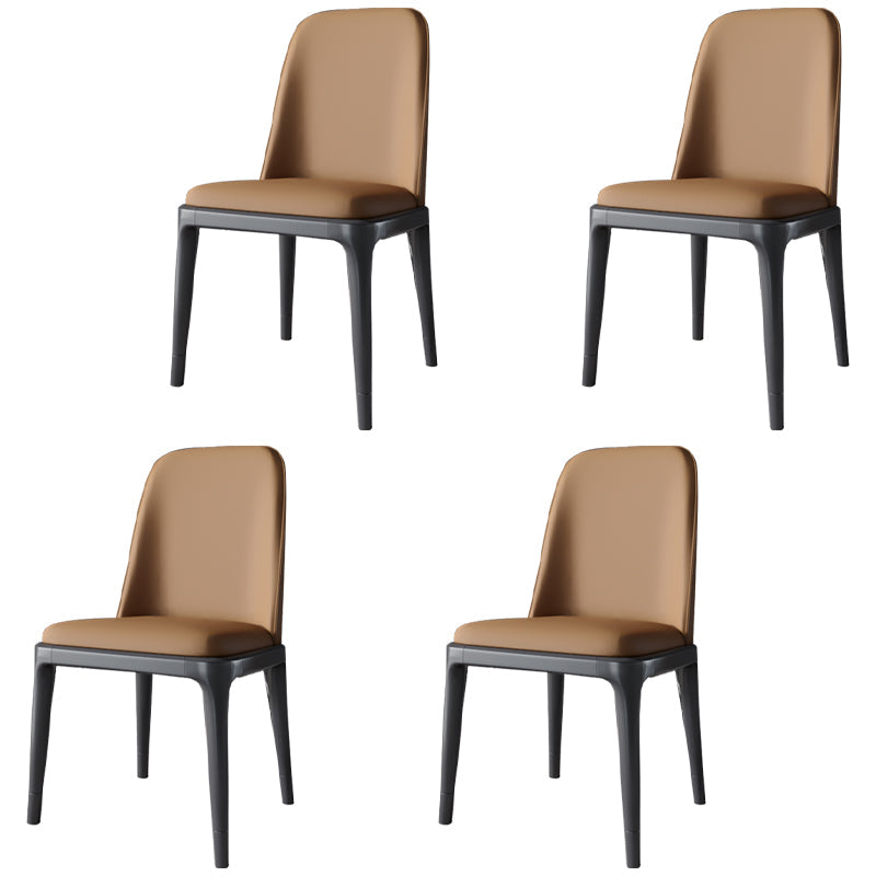 Scandinavian Style Dining Chair Dining Room Metal Parsons Armless Chair Brown 4 Piece Set Black Clearhalo ' kitchen&dining_furn' 'Dining Chairs' 'Dining Tables & Seating' 'dining_chair' 'furn' 'furn_dining_chair' 'Furniture' 'furniture_dining_chair' 'Kitchen & Dining Furniture' 'kitchen' 4098335