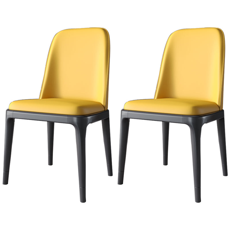 Scandinavian Style Dining Chair Dining Room Metal Parsons Armless Chair Yellow 2 Piece Set Black Clearhalo ' kitchen&dining_furn' 'Dining Chairs' 'Dining Tables & Seating' 'dining_chair' 'furn' 'furn_dining_chair' 'Furniture' 'furniture_dining_chair' 'Kitchen & Dining Furniture' 'kitchen' 4098343