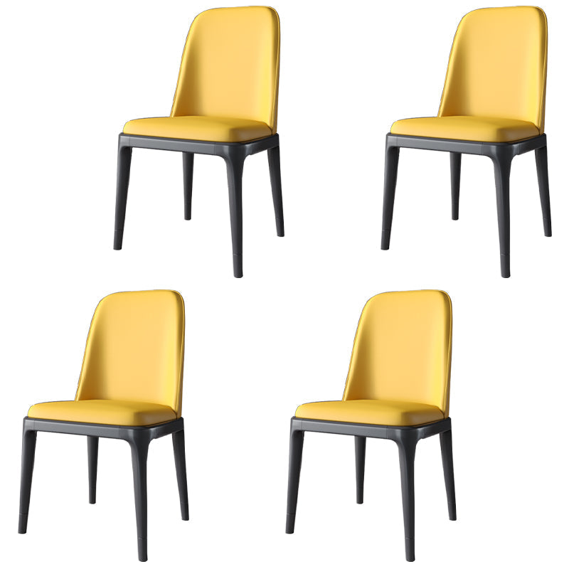 Scandinavian Style Dining Chair Dining Room Metal Parsons Armless Chair Yellow 4 Piece Set Black Clearhalo ' kitchen&dining_furn' 'Dining Chairs' 'Dining Tables & Seating' 'dining_chair' 'furn' 'furn_dining_chair' 'Furniture' 'furniture_dining_chair' 'Kitchen & Dining Furniture' 'kitchen' 4098344