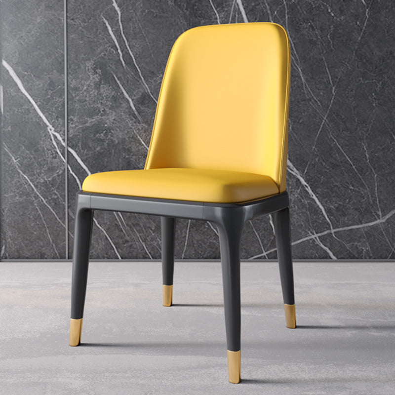 Scandinavian Style Dining Chair Dining Room Metal Parsons Armless Chair Yellow 1 Piece Black Gold Clearhalo ' kitchen&dining_furn' 'Dining Chairs' 'Dining Tables & Seating' 'dining_chair' 'furn' 'furn_dining_chair' 'Furniture' 'furniture_dining_chair' 'Kitchen & Dining Furniture' 'kitchen' 4098345