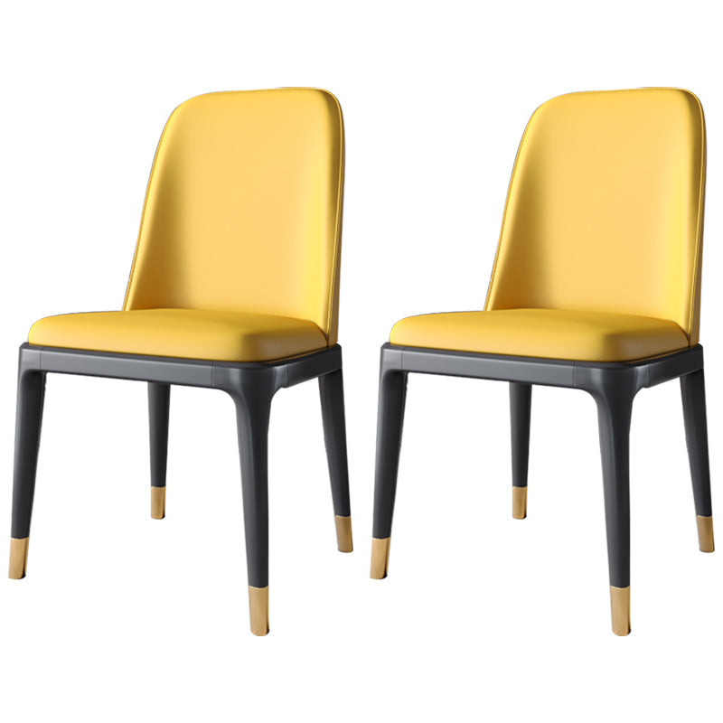 Scandinavian Style Dining Chair Dining Room Metal Parsons Armless Chair Yellow 2 Piece Set Black Gold Clearhalo ' kitchen&dining_furn' 'Dining Chairs' 'Dining Tables & Seating' 'dining_chair' 'furn' 'furn_dining_chair' 'Furniture' 'furniture_dining_chair' 'Kitchen & Dining Furniture' 'kitchen' 4098346