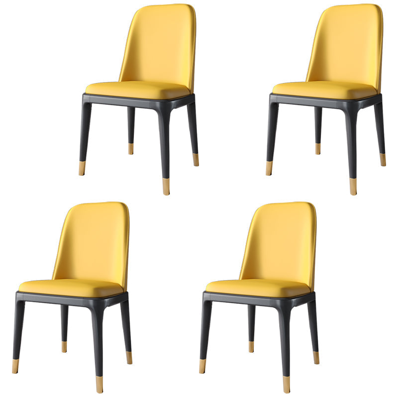 Scandinavian Style Dining Chair Dining Room Metal Parsons Armless Chair Yellow 4 Piece Set Black Gold Clearhalo ' kitchen&dining_furn' 'Dining Chairs' 'Dining Tables & Seating' 'dining_chair' 'furn' 'furn_dining_chair' 'Furniture' 'furniture_dining_chair' 'Kitchen & Dining Furniture' 'kitchen' 4098347