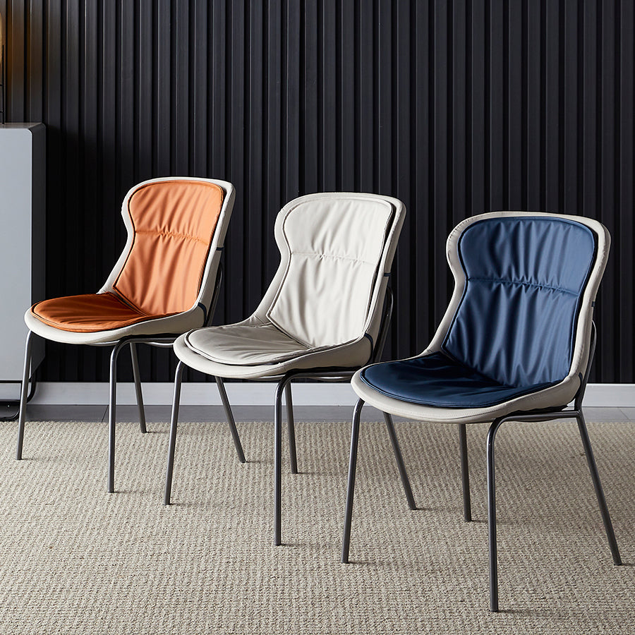 Industrial Style Leather Dining Armless Chairs Solid Back Dining Chair for Kitchen Clearhalo ' kitchen&dining_furn' 'Dining Chairs' 'Dining Tables & Seating' 'dining_chair' 'furn' 'furn_dining_chair' 'Furniture' 'furniture_dining_chair' 'Kitchen & Dining Furniture' 'kitchen' 4098357