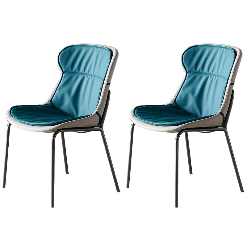 Industrial Style Leather Dining Armless Chairs Solid Back Dining Chair for Kitchen Green 2 Piece Set Silver Clearhalo ' kitchen&dining_furn' 'Dining Chairs' 'Dining Tables & Seating' 'dining_chair' 'furn' 'furn_dining_chair' 'Furniture' 'furniture_dining_chair' 'Kitchen & Dining Furniture' 'kitchen' 4098358