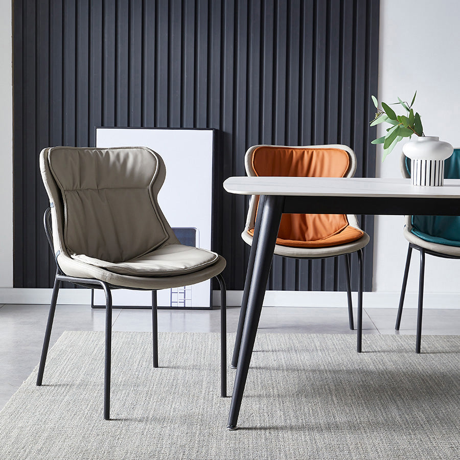 Industrial Style Leather Dining Armless Chairs Solid Back Dining Chair for Kitchen Clearhalo ' kitchen&dining_furn' 'Dining Chairs' 'Dining Tables & Seating' 'dining_chair' 'furn' 'furn_dining_chair' 'Furniture' 'furniture_dining_chair' 'Kitchen & Dining Furniture' 'kitchen' 4098359